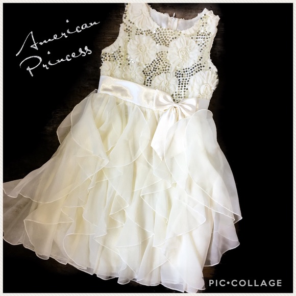 American Princess Gold Glitter Sequin Tulle Dress