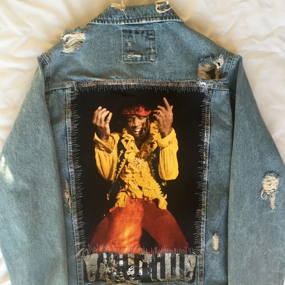 Jimi Hendrix Guitar Fire Vintage "91 Denim Jacket