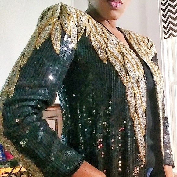 Vintage Gold&black sequin jacket - Picture 2 of 8