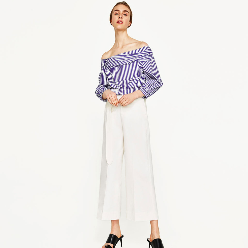 Zara striped off the shoulderblouse