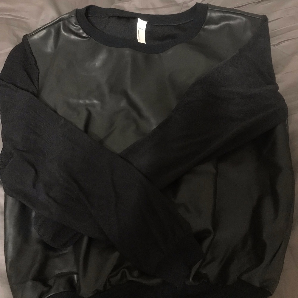 Pleather Sheer Sleeve top