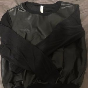 Pleather Sheer Sleeve top