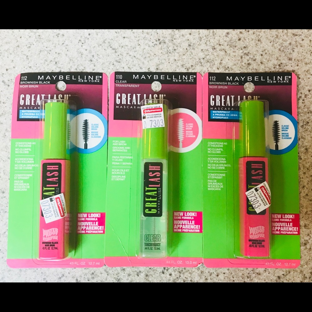 3 Maybelline Great Lash (1) #110 Clear (2) #112