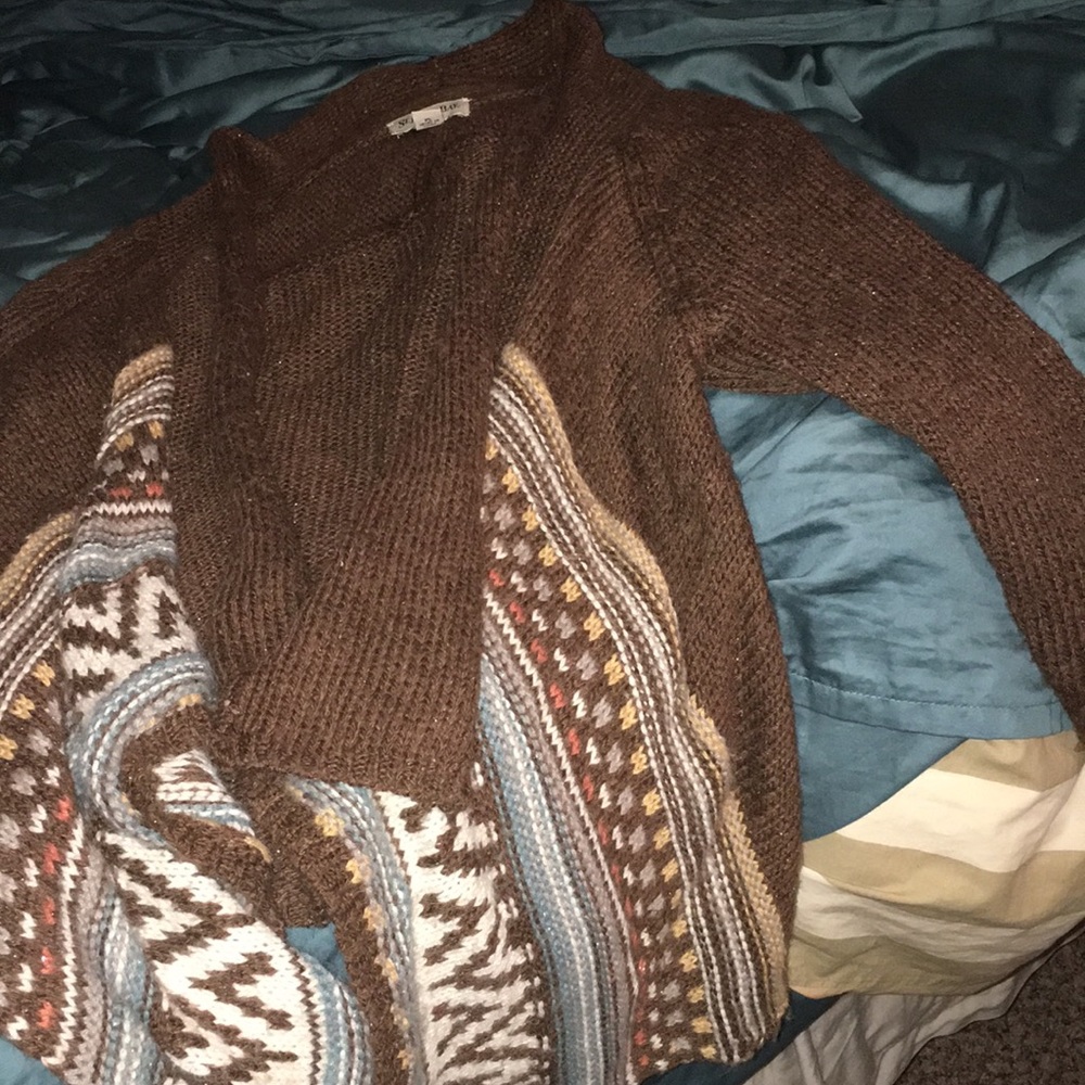 Petite large open front drape cardigan sweater