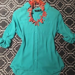 Lucky Teal Blouse