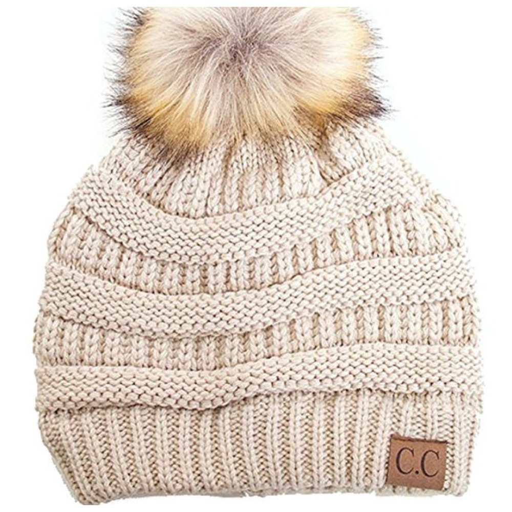 New Knit Pom Faux fur beanie - Picture 4 of 5