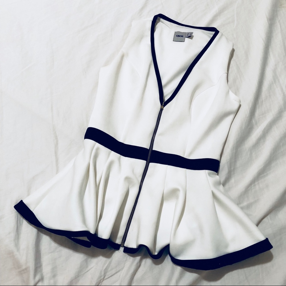 ASOS black & white cinched waist top