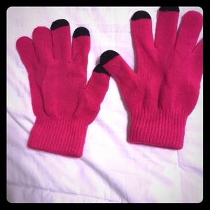 Hot Pink and Black Gloves that work with phones