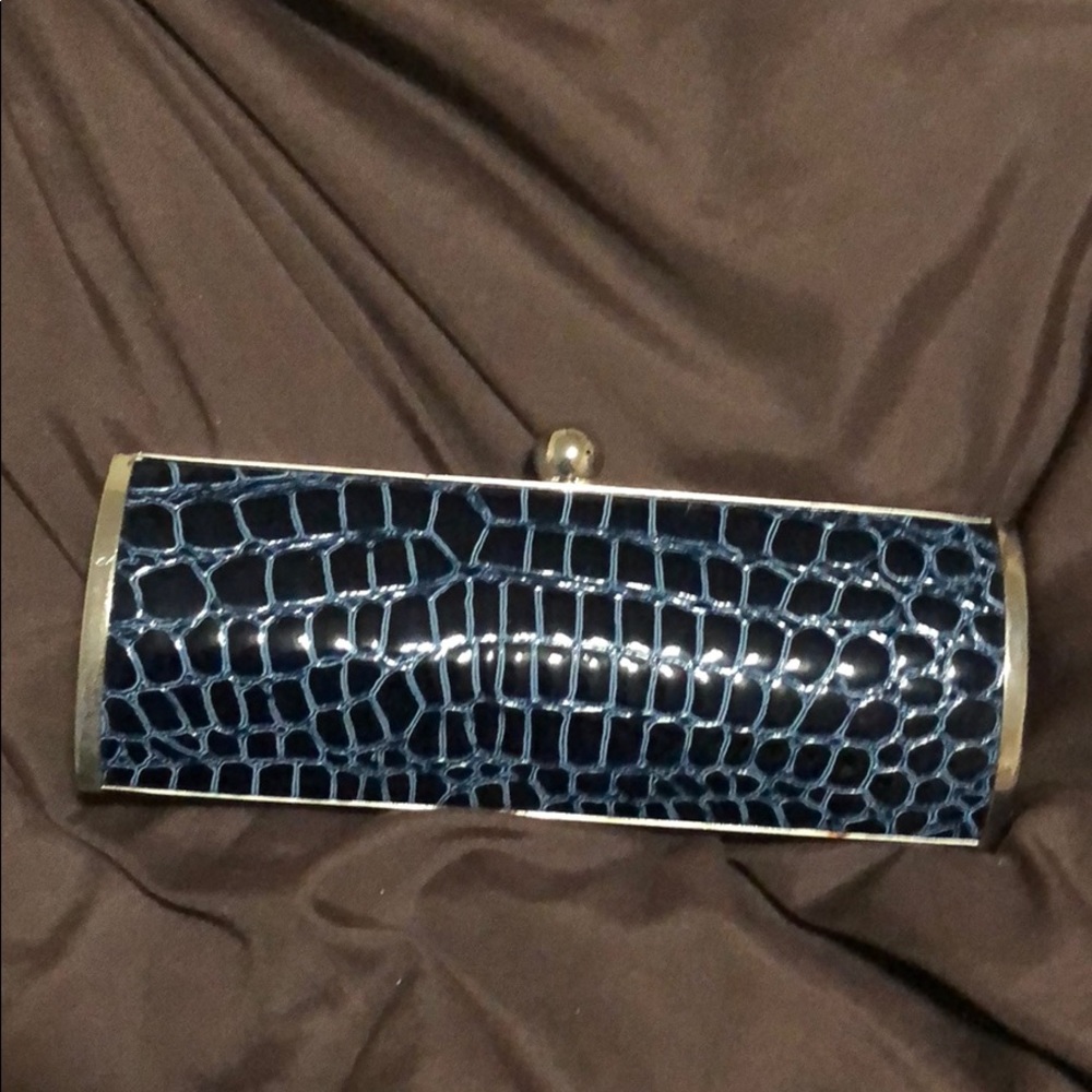 Evening clutch faux leather black skinny