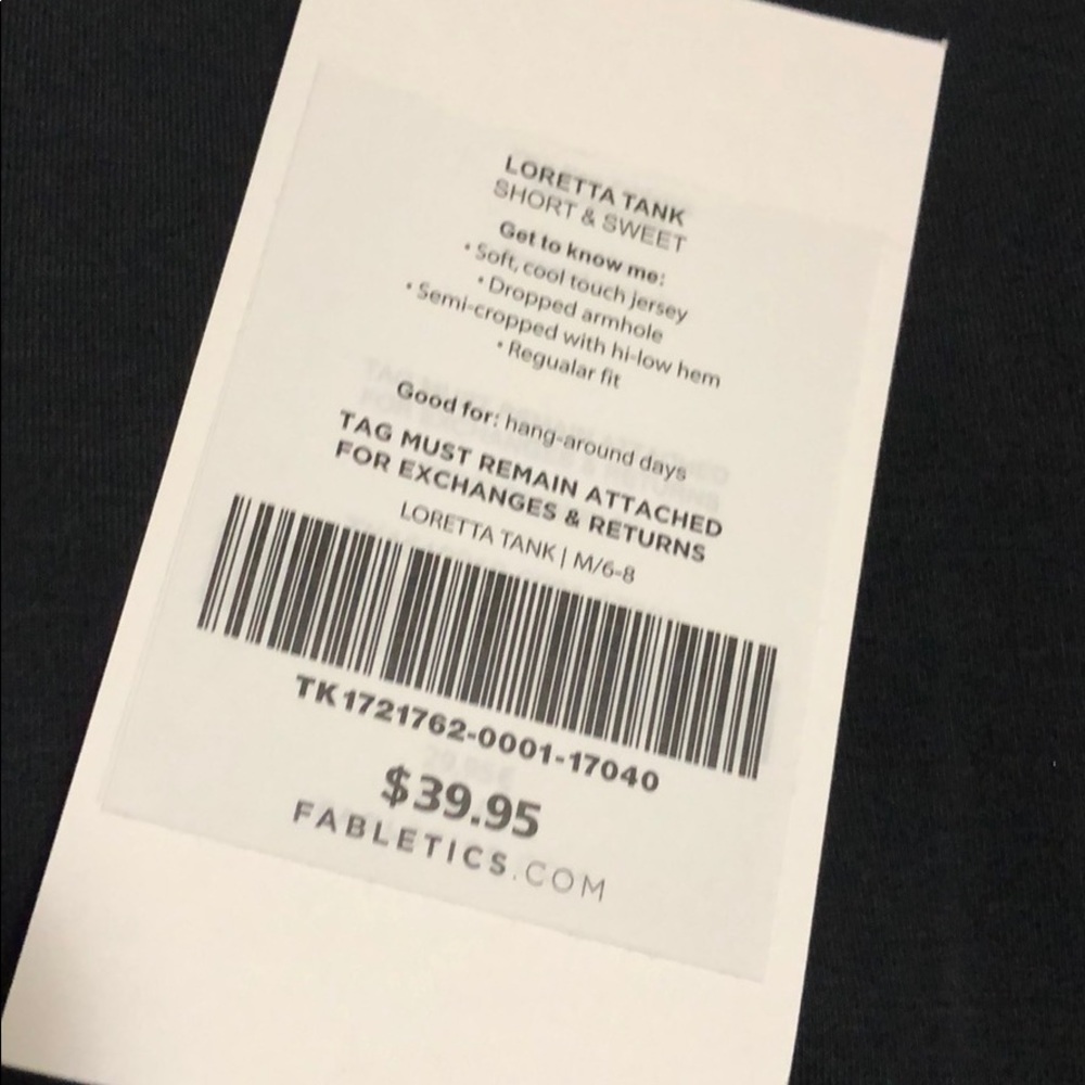 Fabletics Loretta Tank - NWT black medium