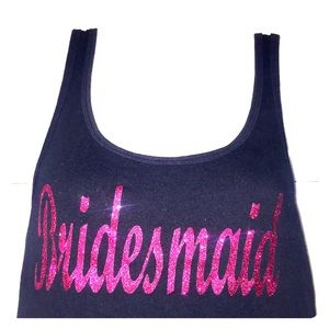 Merona black and pink glitter bridesmaid tank top