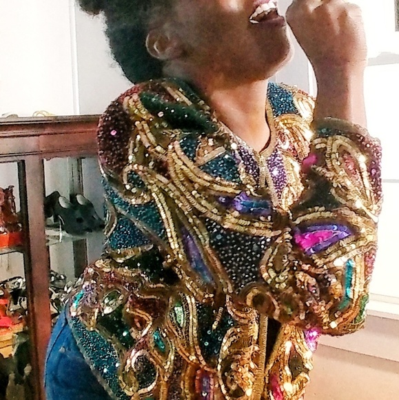 laurence kazar sequin jacket