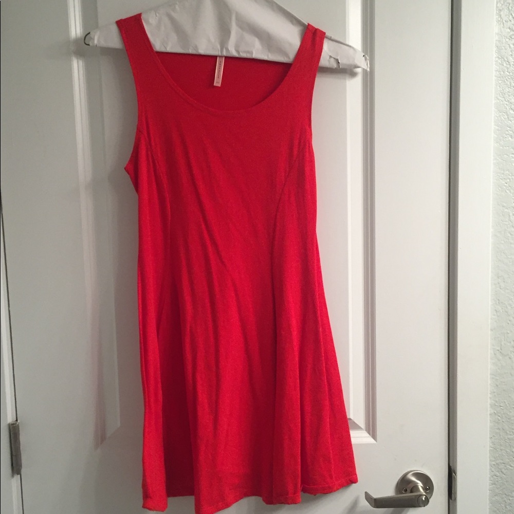 Red cotton A line dress