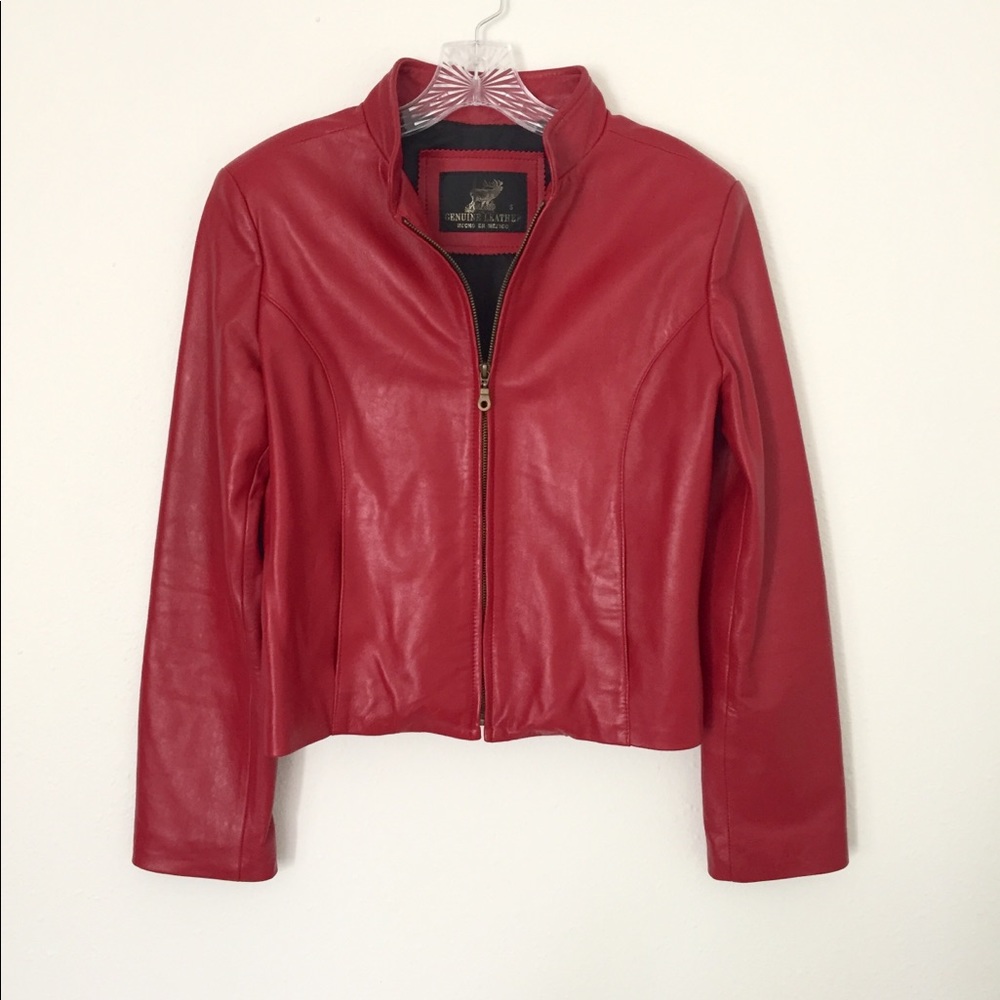 Red leather jacket