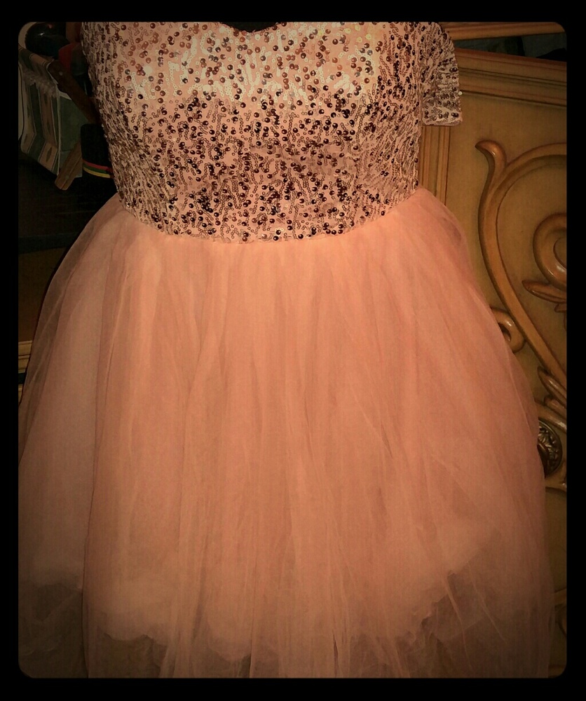 Sequins lace flared out dress