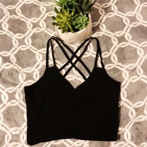 V-Neck//Criss Cross back crop top🌿