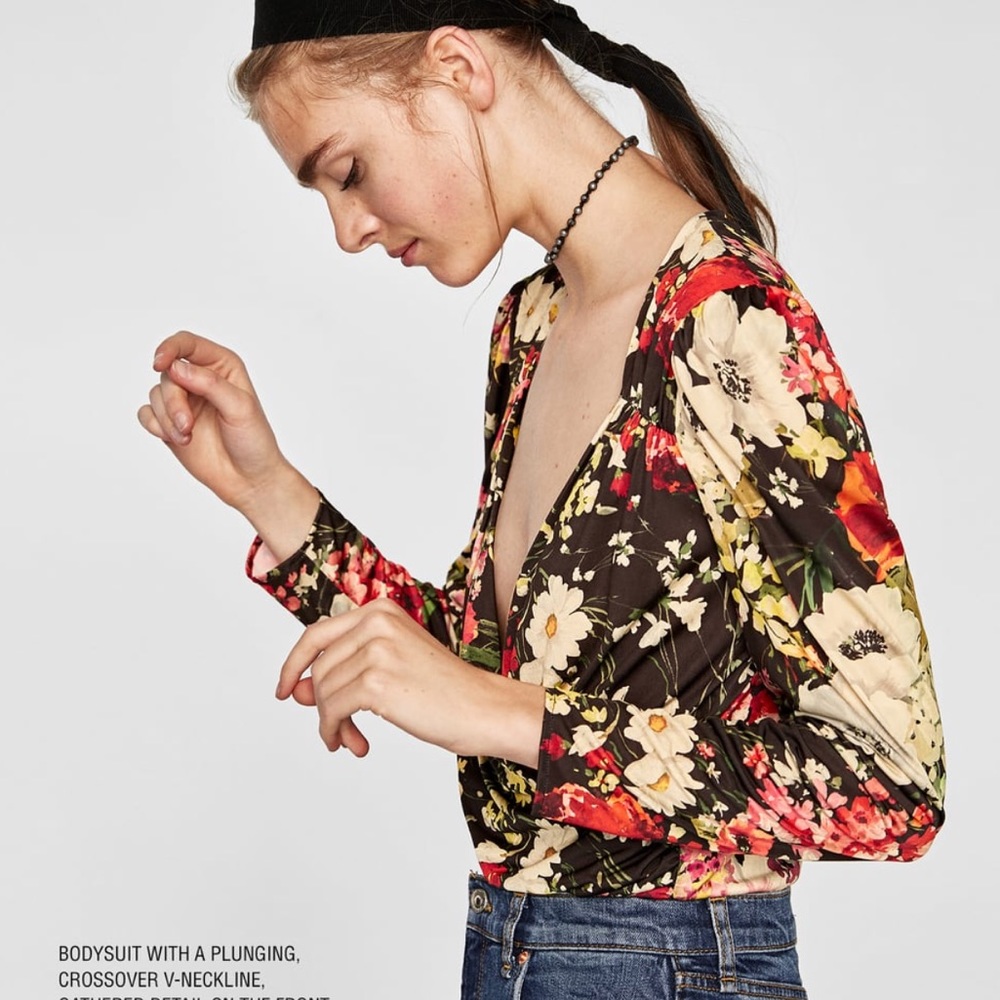 Zara floral print bodysuit