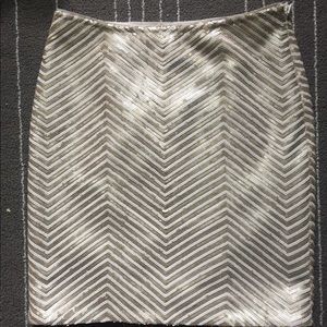 Banana Republic Gold and White Chevron Skirt