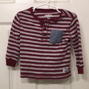 EUC Oshkosh Maroon Stripe Shirt sz 12months