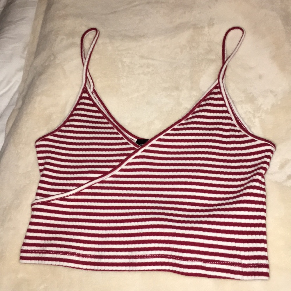 Red and White Striped Crop Top