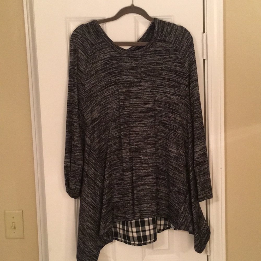 Black white and grey Anthropologie top