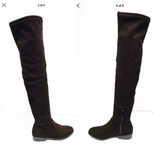Faux suede black thigh high/over the knee boots.