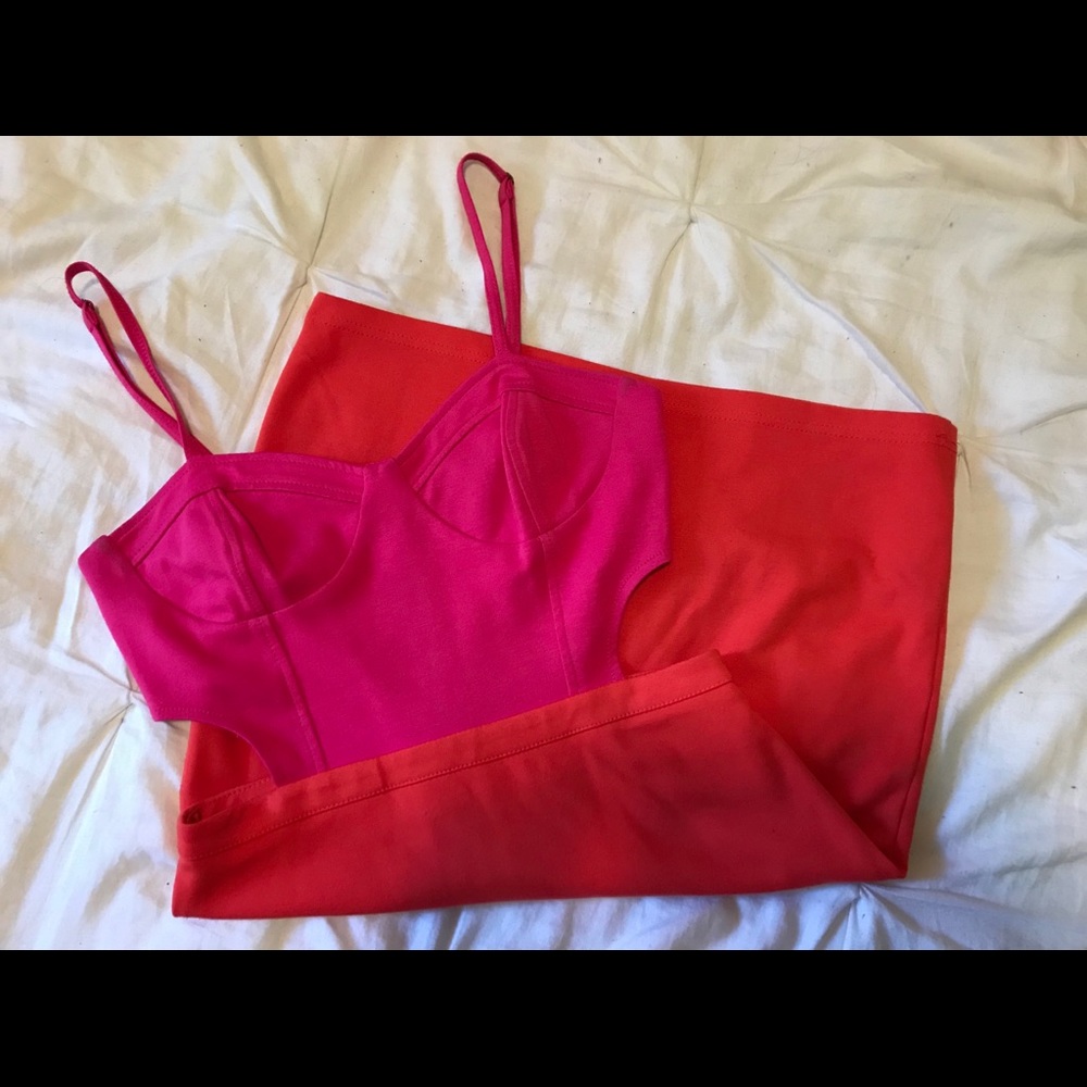 Lucca Couture Pink/Orange Cutout Mini Dress Sz S