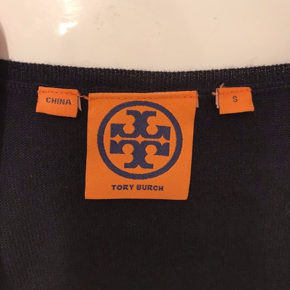 Tory Burch Merino Wool Cardigan in Midnight Navy - Picture 3 of 5