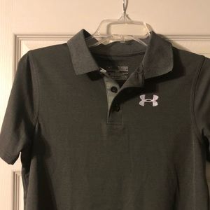 Boys dark grey Under Armour collared polo