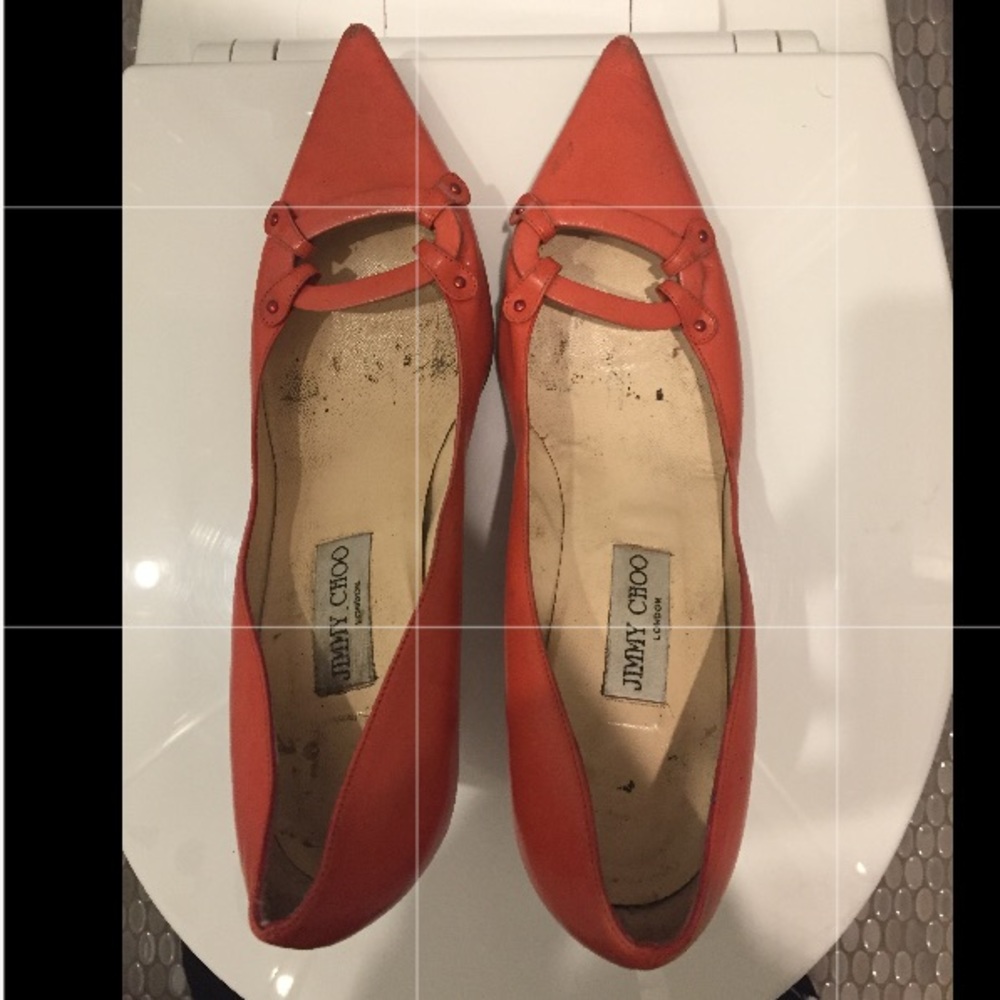 Salmon colored Jimmy Choo 1 1/2" heels size 10