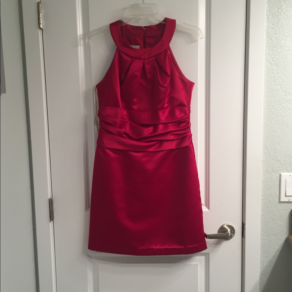 Red fitted bridesmaids/holiday dress