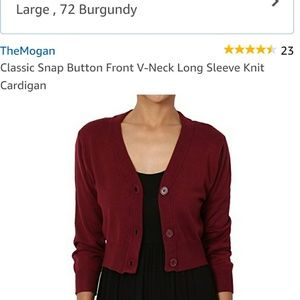 Burgundy/Wine Cropped Knit Cardigan Size Large