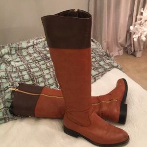 Two Tone Riding Boots with gold accents
