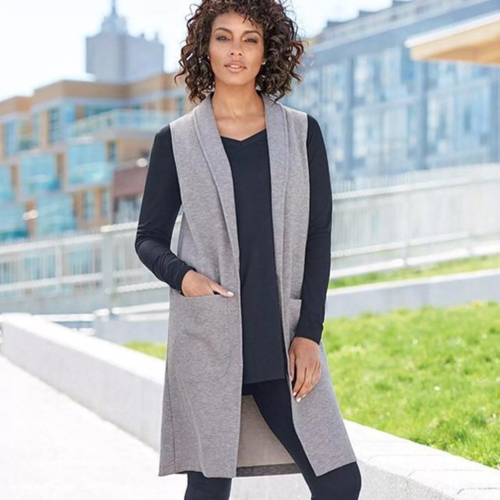 Avon Open Front Long Knit Vest