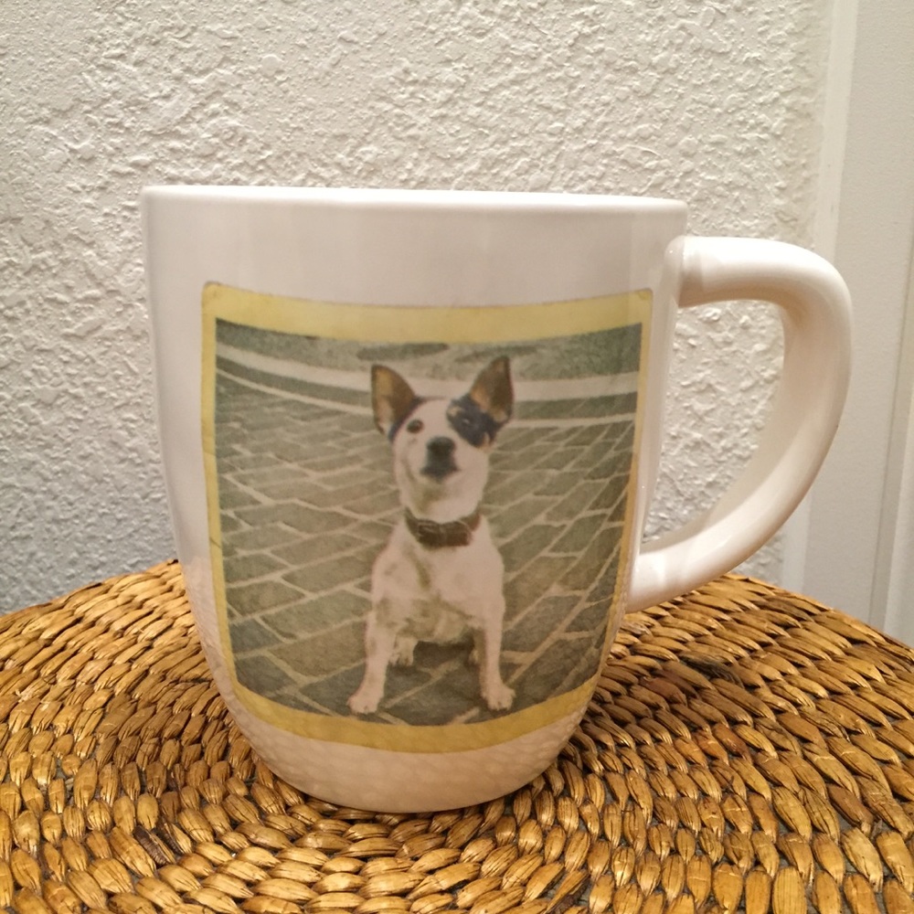 RAE DUNN MAGENTA DOG IMAGE MUG I NEED COFFEE BACK
