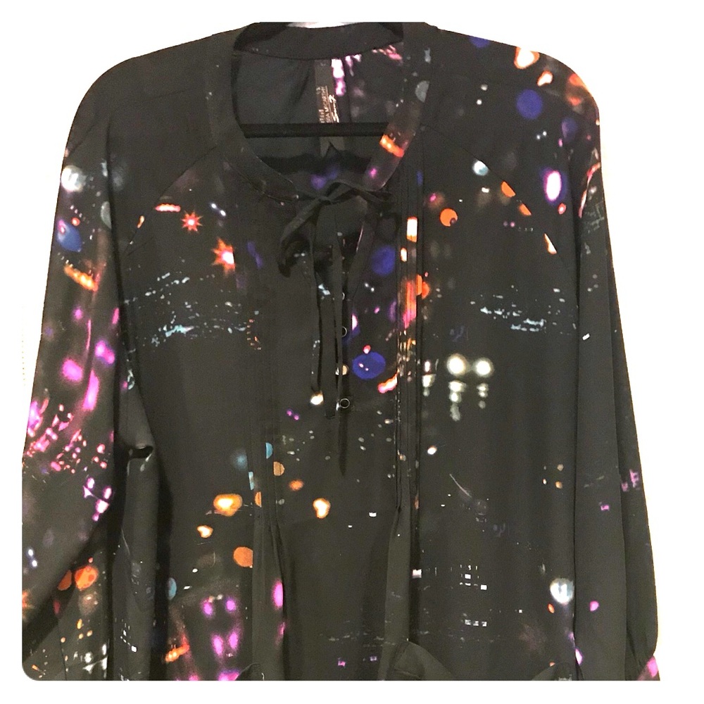 Melissa McCarthy Seven Sharkbite Blouse 1X Black