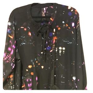 Melissa McCarthy Seven Sharkbite Blouse 1X Black