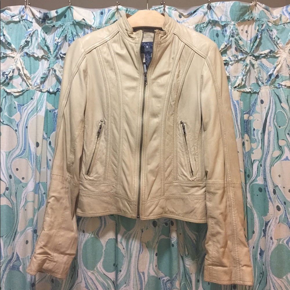 Beige Lucky Brand leather jacket