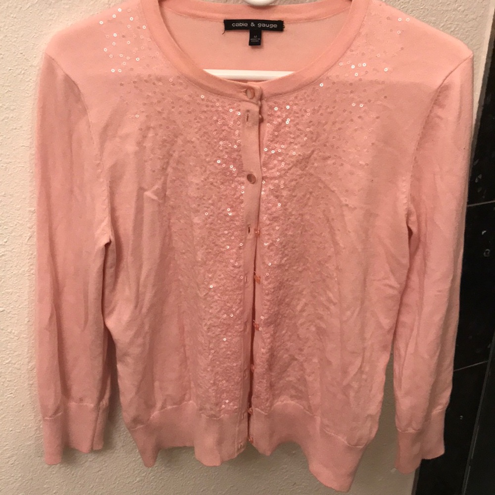 Macy's pink sequins cardigan