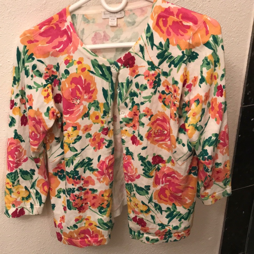 Charter club floral sequins cardigan
