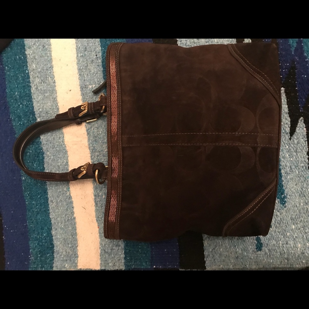 Coach Brown suede tote