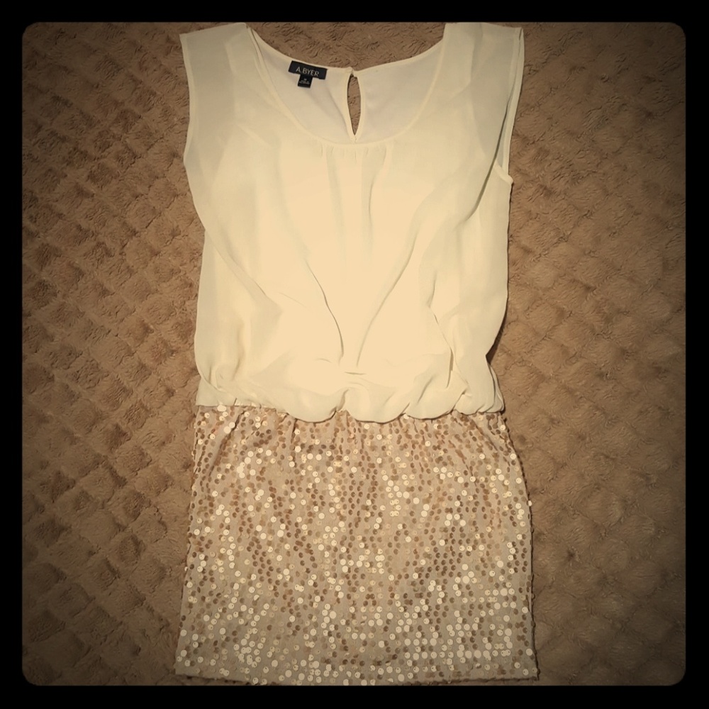 Amy Byer Blouson Dress with Sequin Skirt