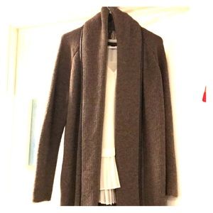 Vince cashmere sweater robe with, leather trim