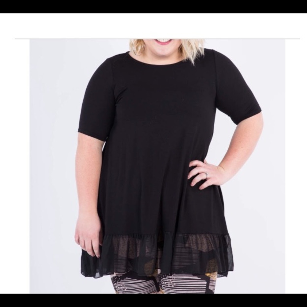 Agnes and Dora Black Chiffon Ruffle Tunic