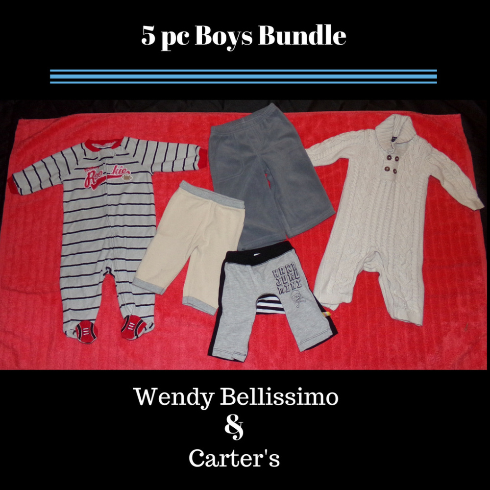 5 pc Mixed Bundle Boys 6-9 months Onesie's & pants