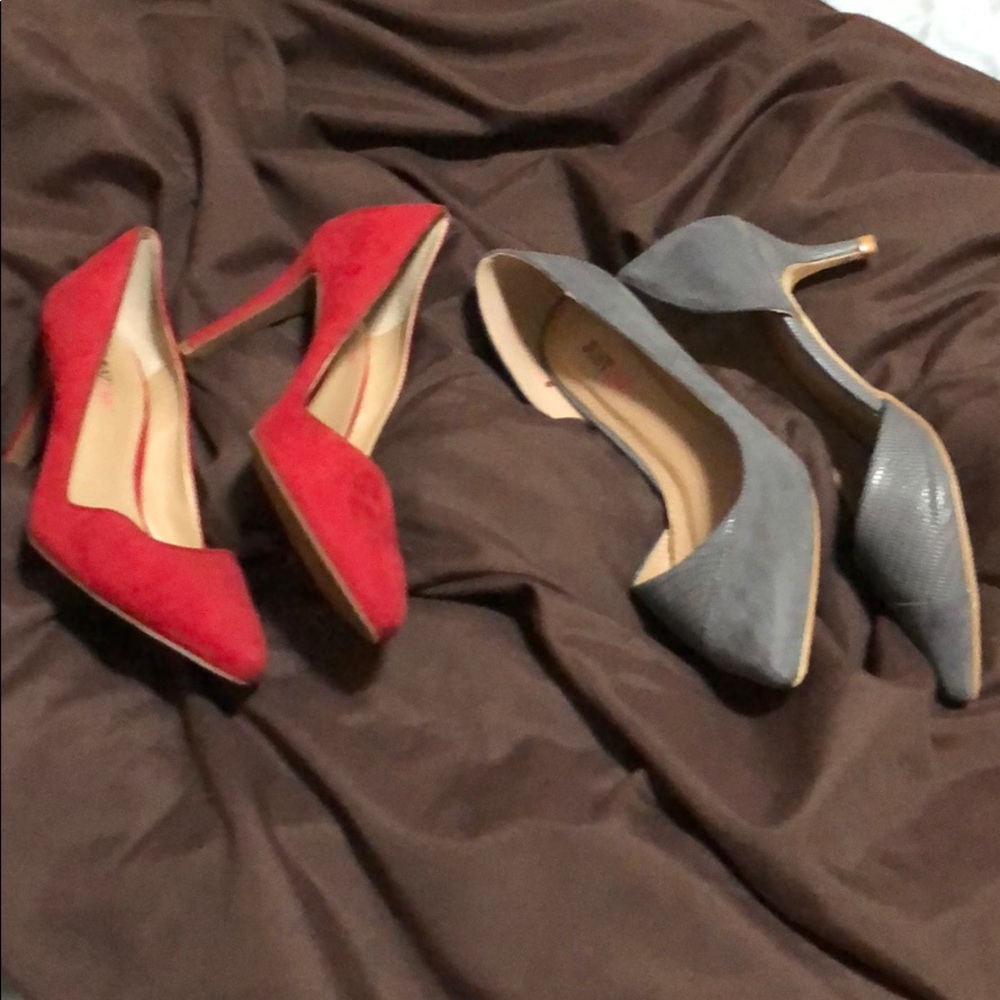 Two JustFab heels sz 6.5 grey and red