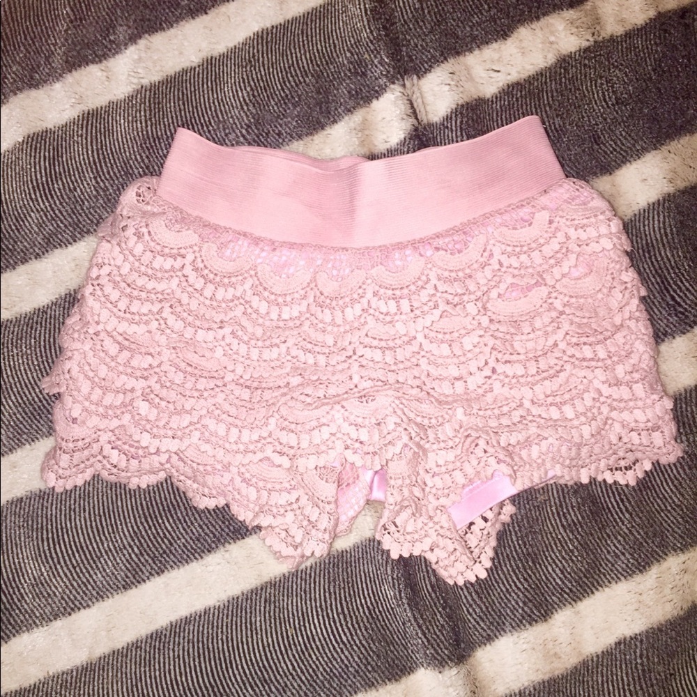 Juniors Wet Seal Pink Lace Shorts XS