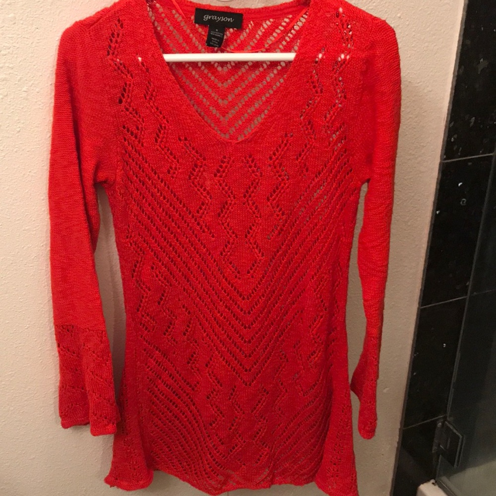 Red orange Macy's tunic sweater