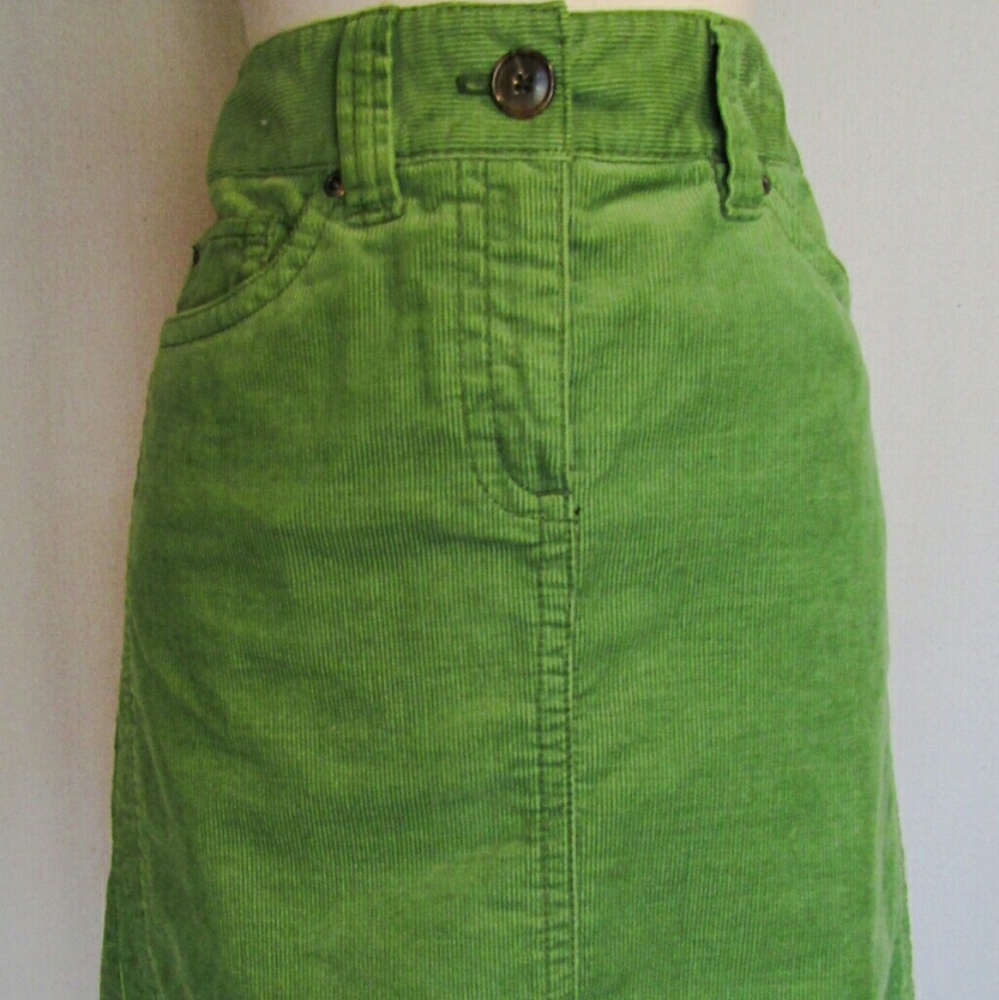 ANN TAYLOR GREEN CORDUROY STRAIGHT CASUAL SKIRT