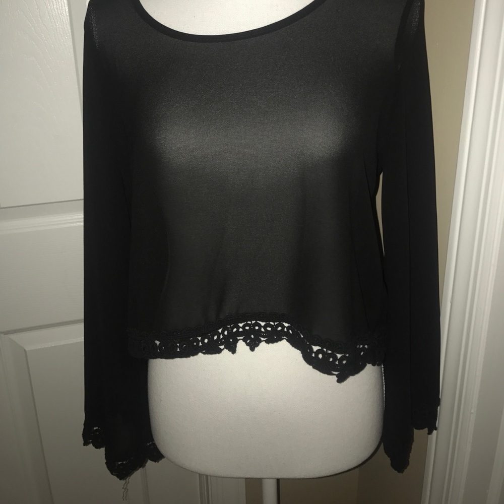 black sheer lacy shirt